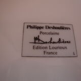 6 Hollow plates in fine white porcelain signed Ph. Deshoulières golden scented edges