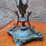 Pair of cornucopia vases in bronze and crystal, 19th century.