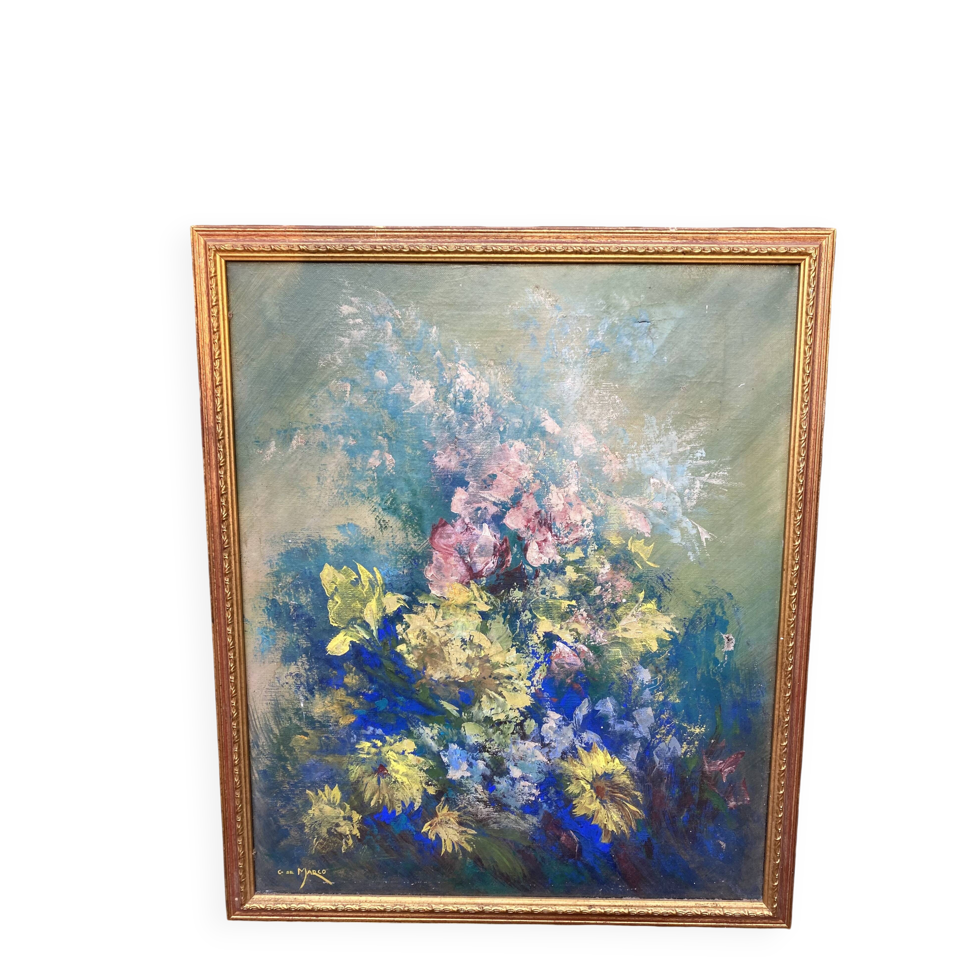 Oil on canvas flowers G de Marco 50X60