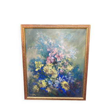 Huile sur toile fleurs G de Marco 50X60