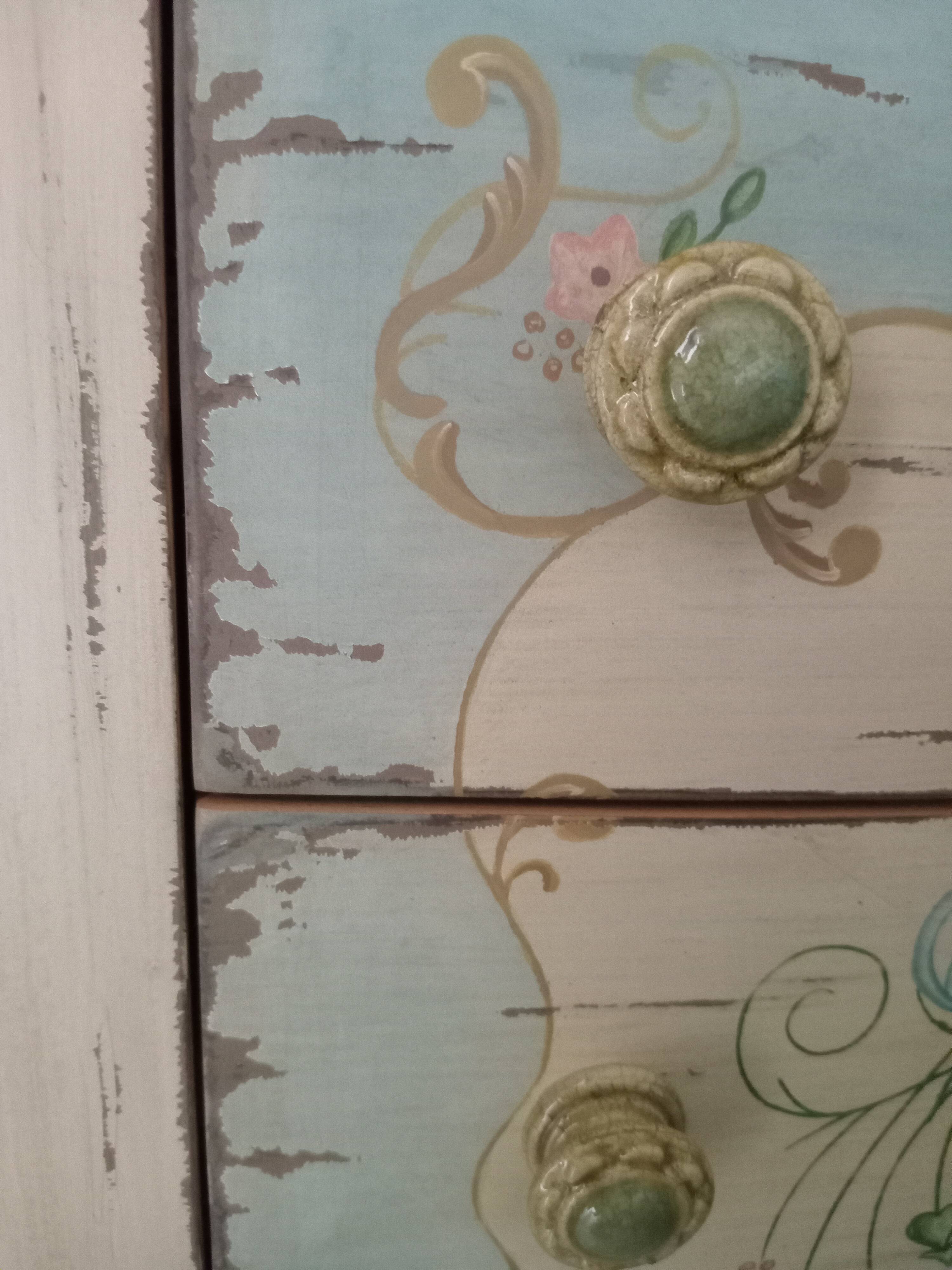 Distressed blue chest of drawers PM