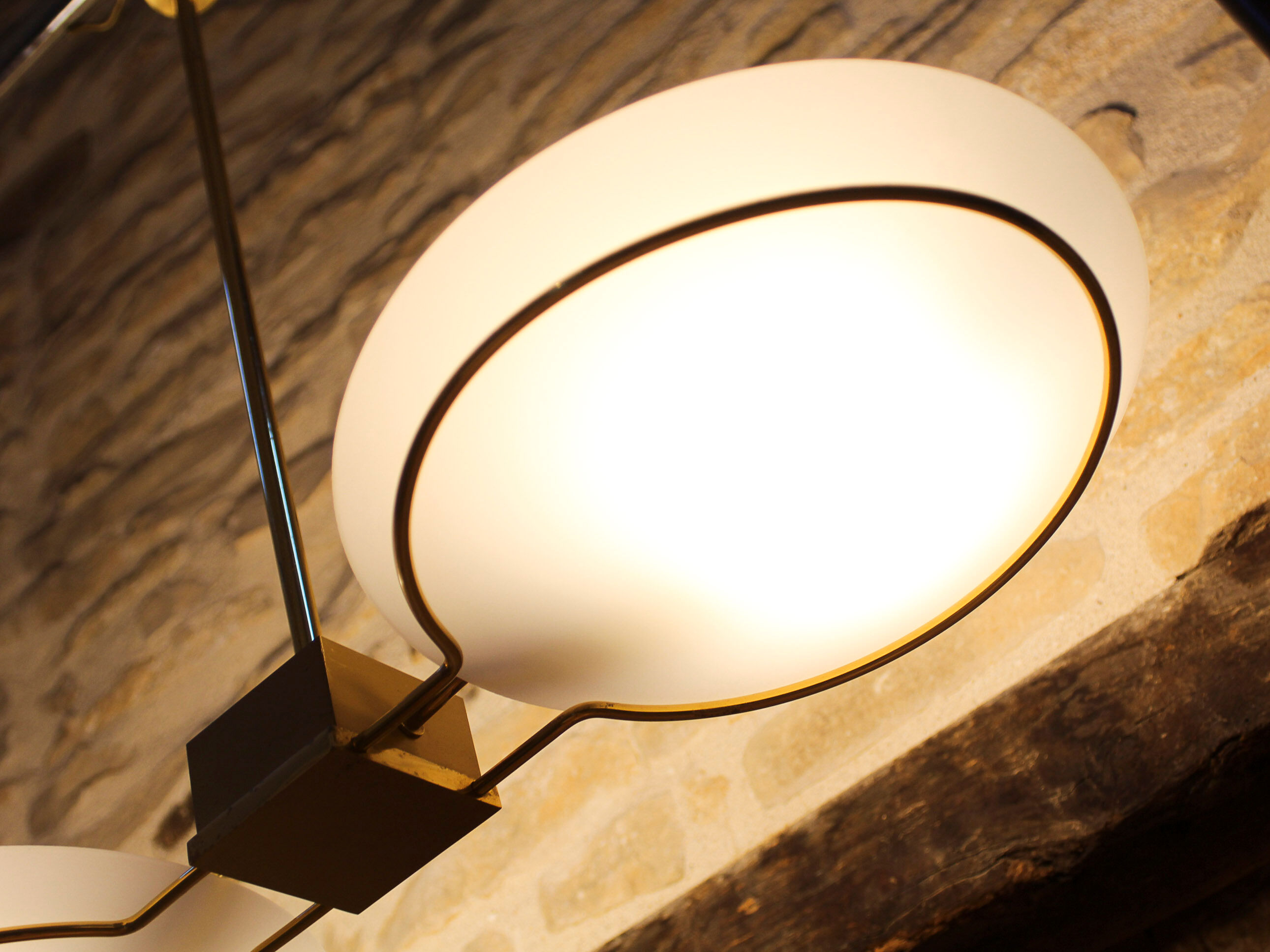 Brass pendant lamp Lucien Gau Paris 70s