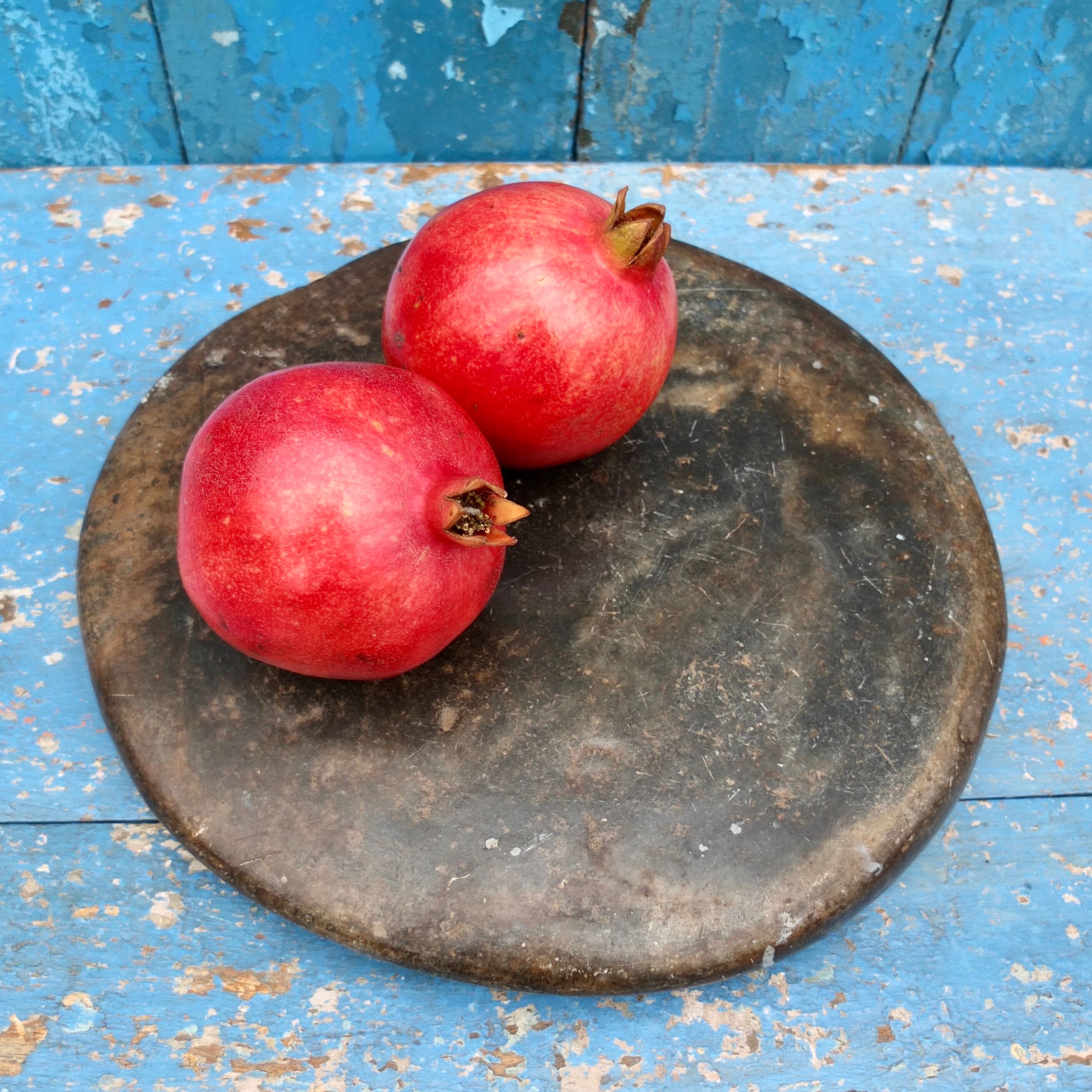 Antique round marble bread board