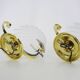Pair of shell wall lights in glass and gold-plated metal. 1980s