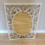 White rattan mirror peacock style 60x77cm