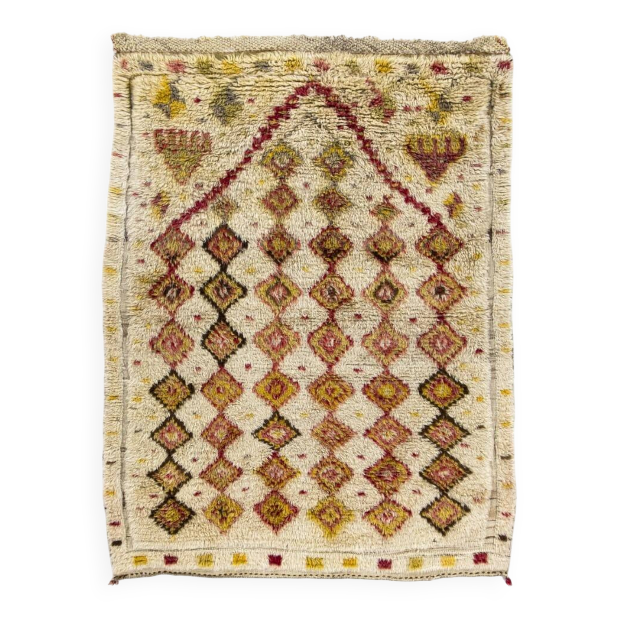 Antique Handmade Turkish Tulu Rug with Geometric Design, 100% Wool