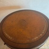 Small furniture side table pedestal table 3 drawers top leather lion's paw in bronze