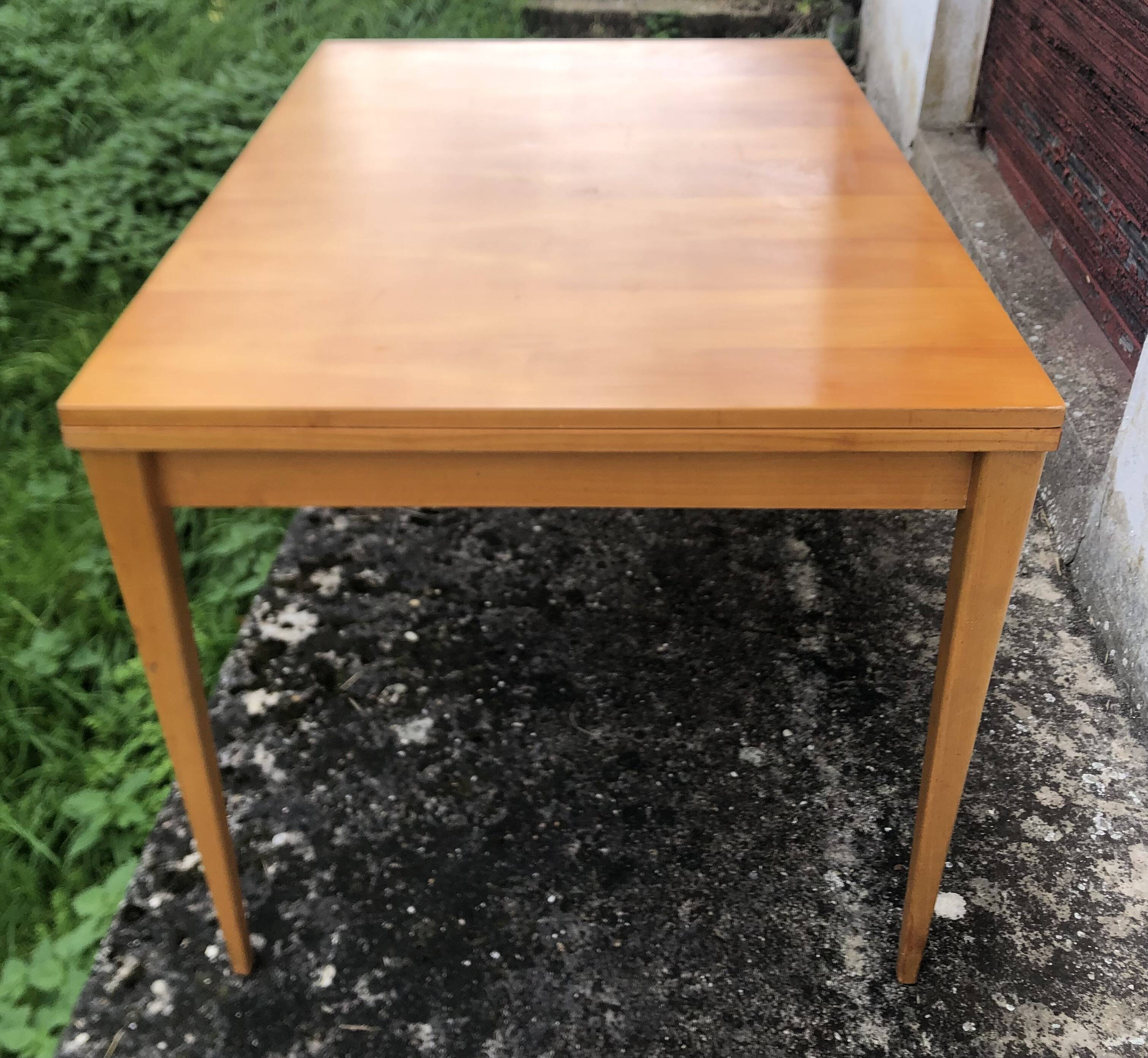 Table bois blond avec rallonges années 60 vintage