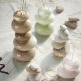 Vase galets en verre beige sable