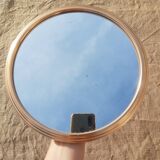 Vintage gold metal mirror round tray