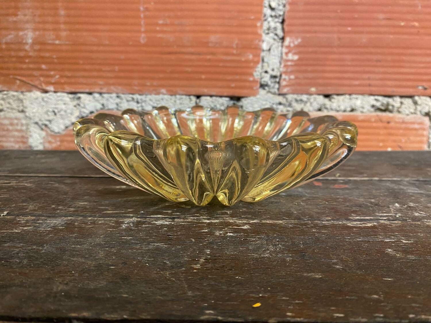 Vintage Murano Yellow Blown Glass Bowl #D527