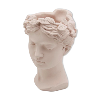 Woman's head pot cover "Athena" pale pink