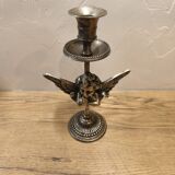 Silver-plated metal angel candle holder