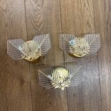 Lot de 3 appliques en laiton, 1970