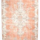 Tapis vintage en laine orange 310 x 217 cm, fait main, grand format