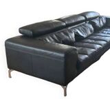 XXL black leather corner sofa
