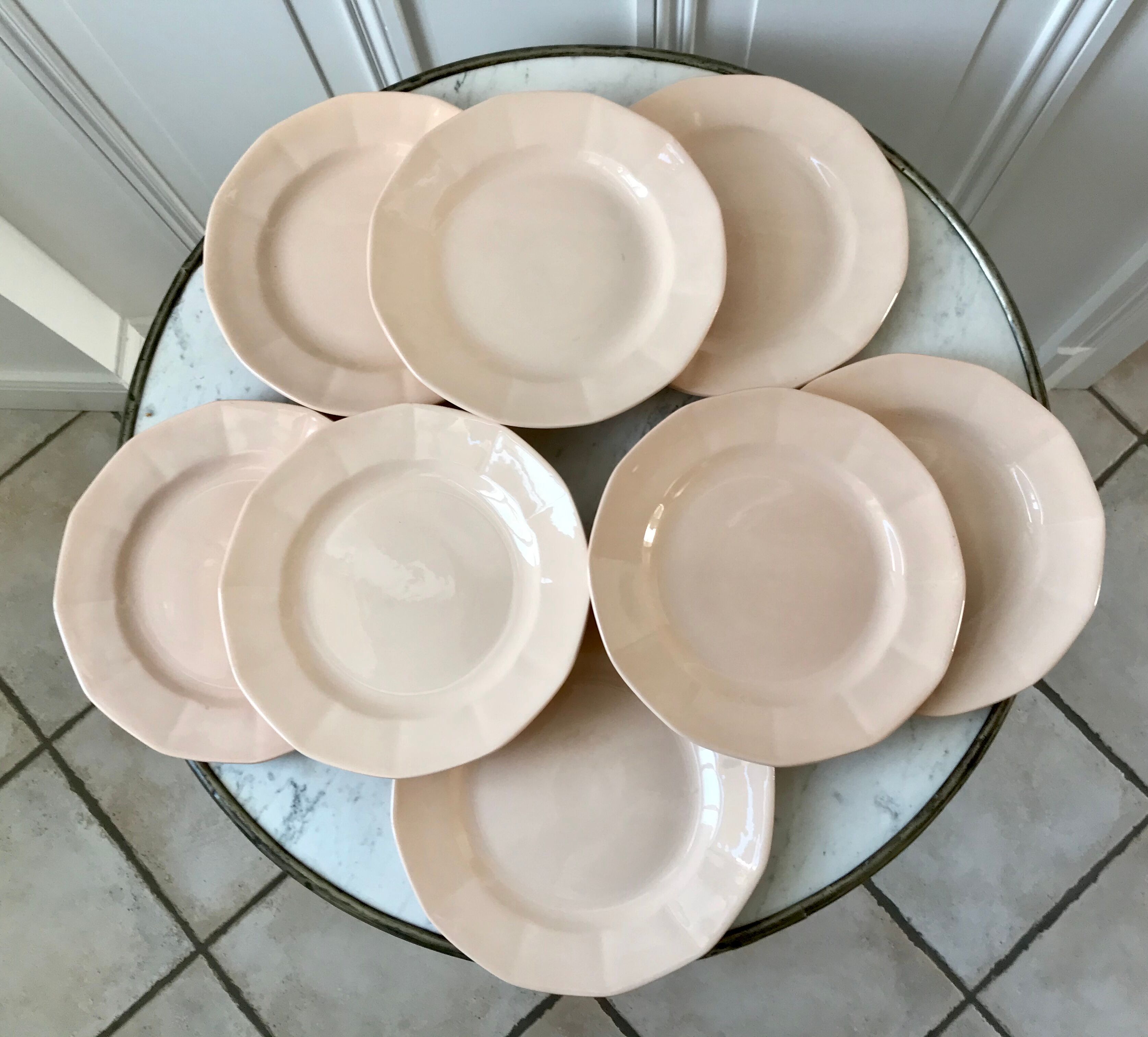 Set of 8 dessert plates Digoin model France powder pink