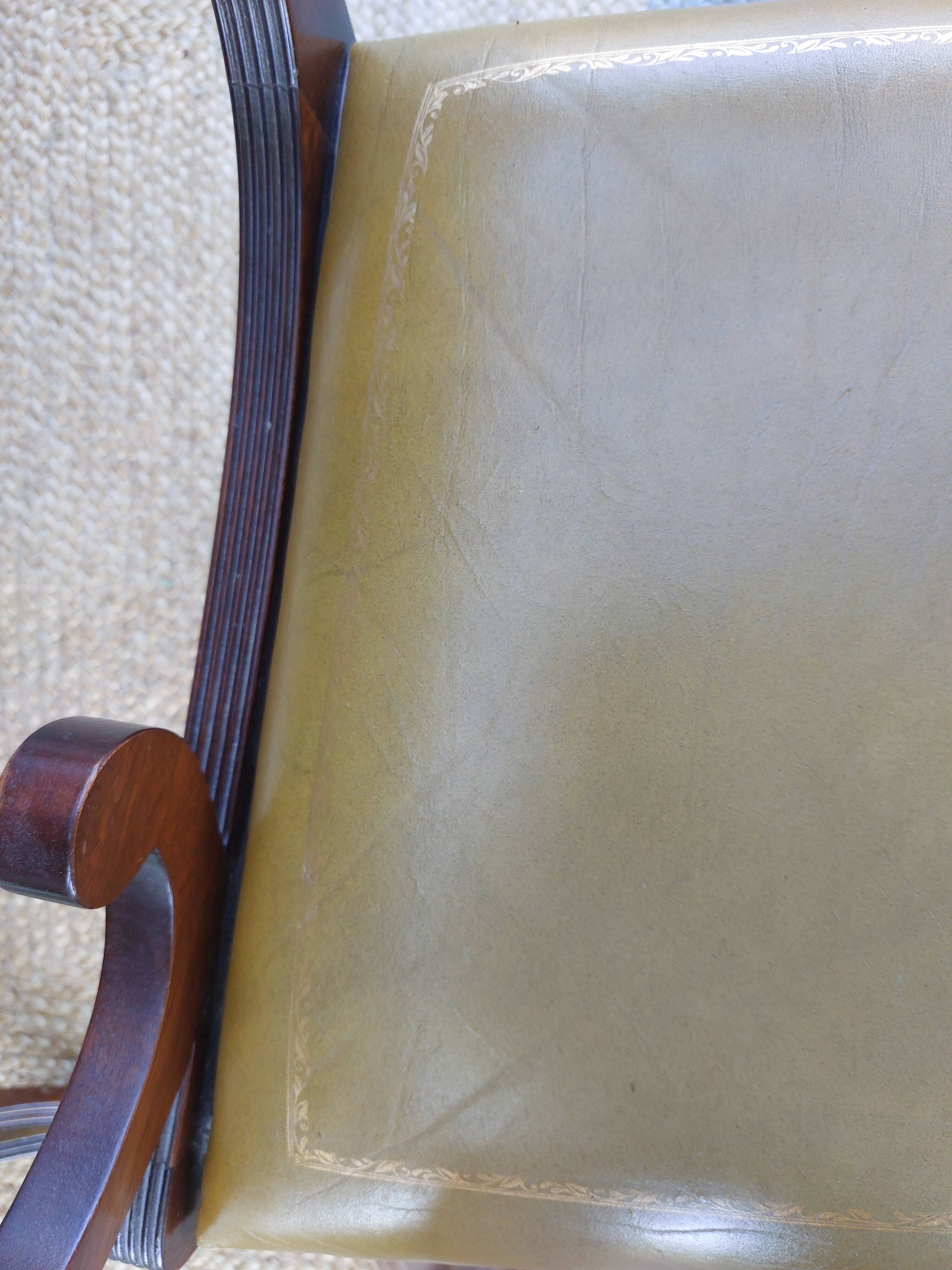 English desk and lyre chair, leather, extensions.