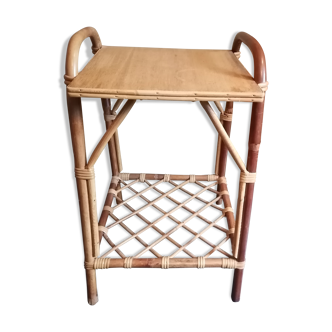 Vintage rattan wicker bedside table 1960 1970