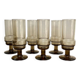 6 smoked glass flutes