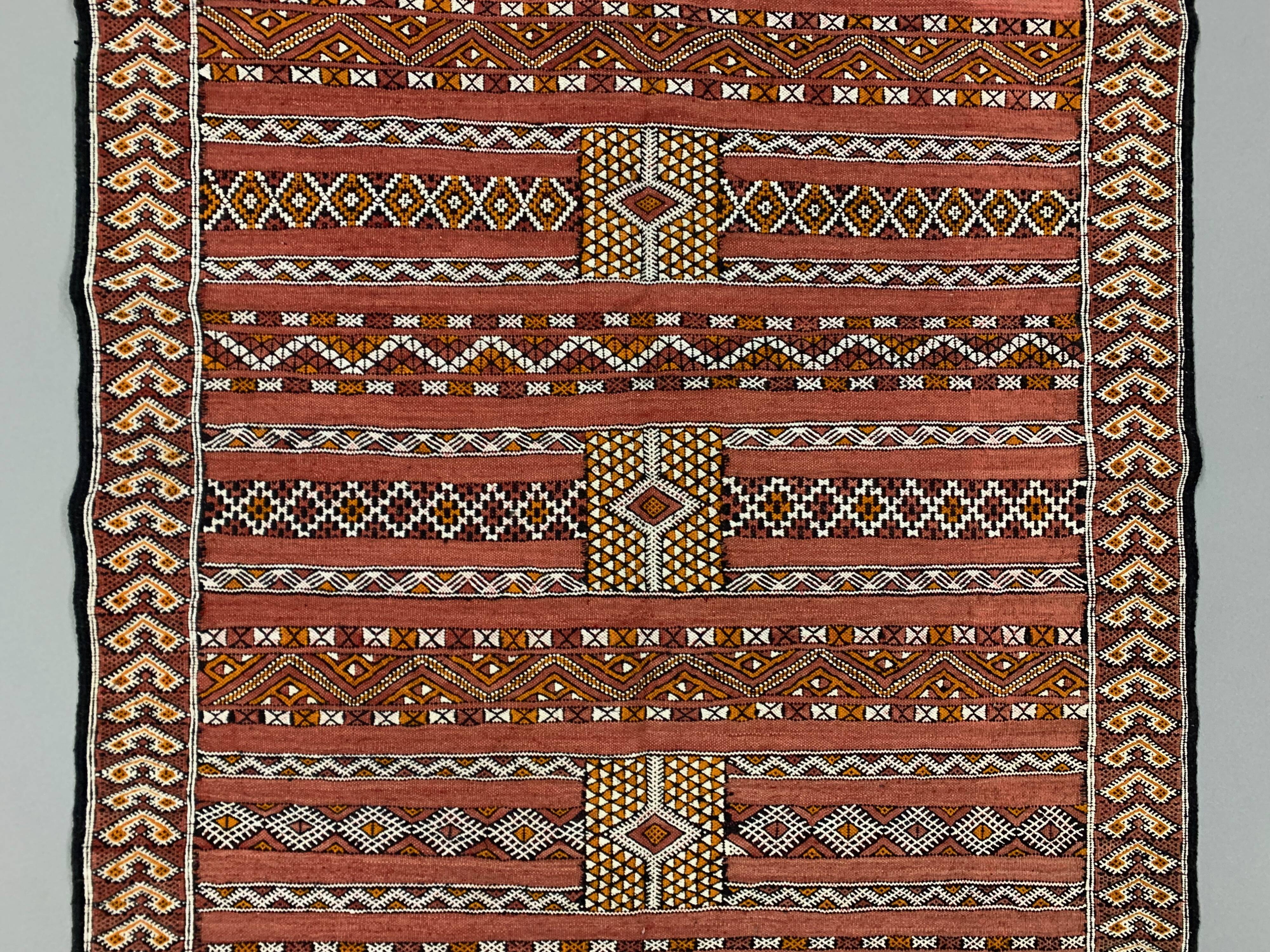 Vintage Moroccan Vegan Silk/Wool Berber Kilim 200x106 cm Kelim Rug