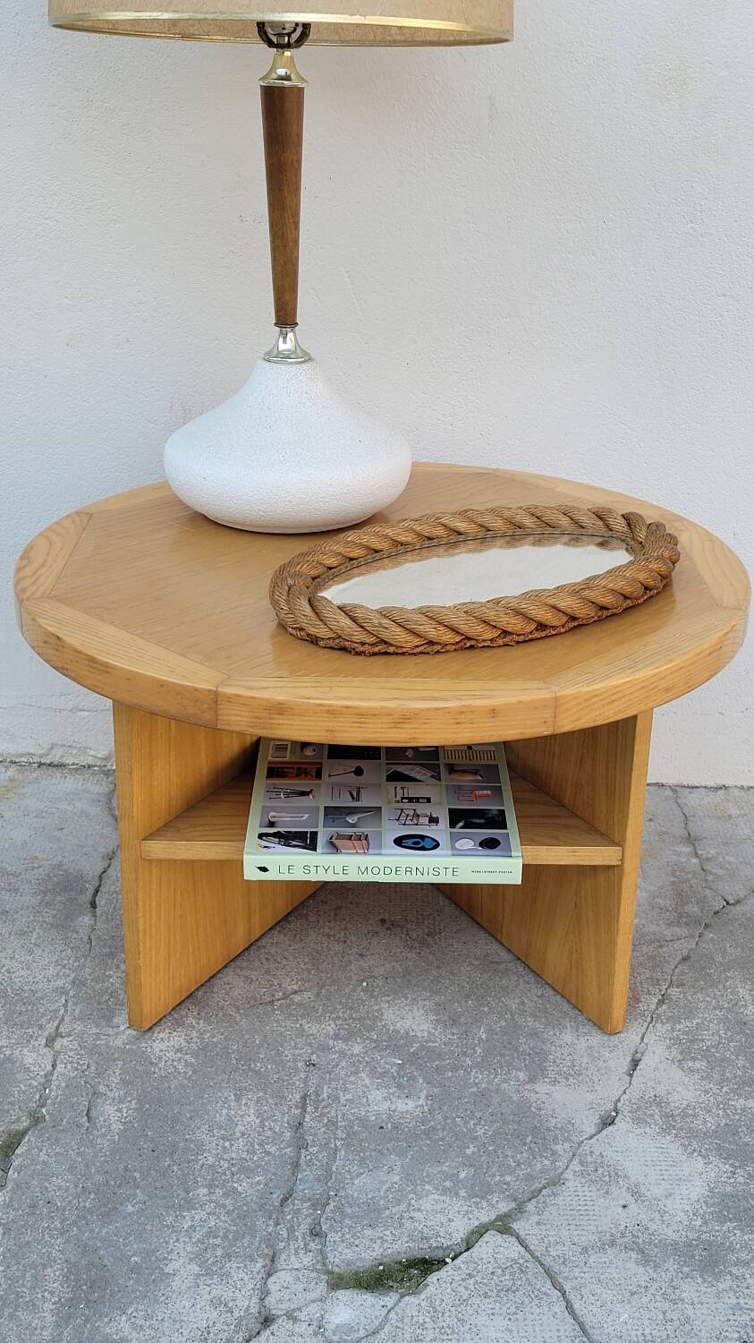 Vintage round coffee table design Maison Regain style 1970s
