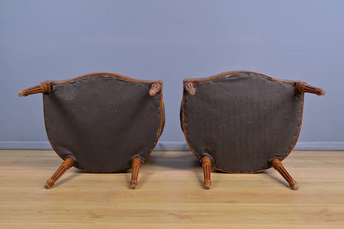Pair of stained beech armchairs, Louis XVI style – 1950