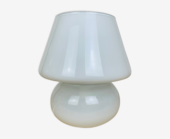 Lampe champignon verre opaline blanc vintage
