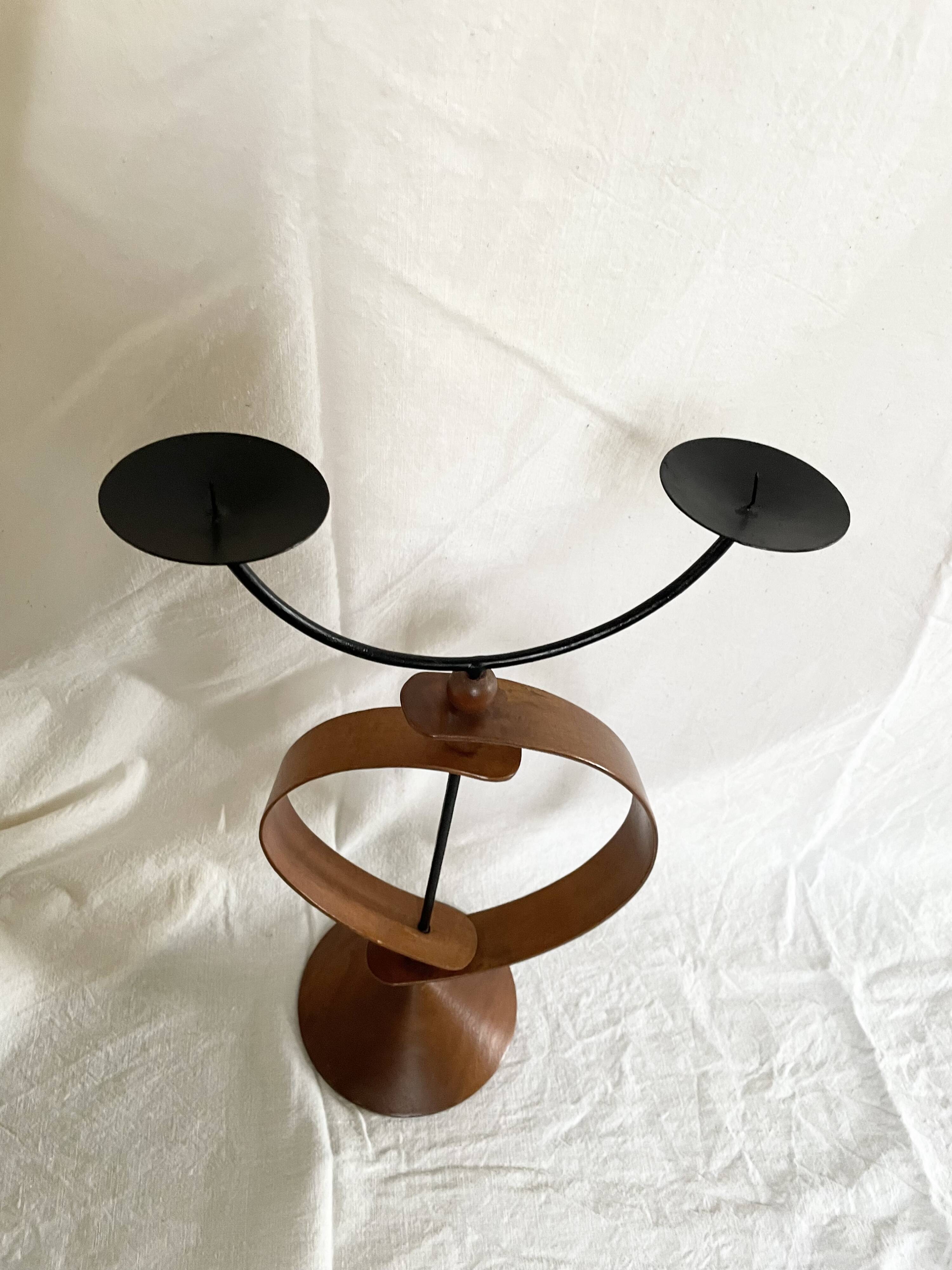 Danish teak candle holder
