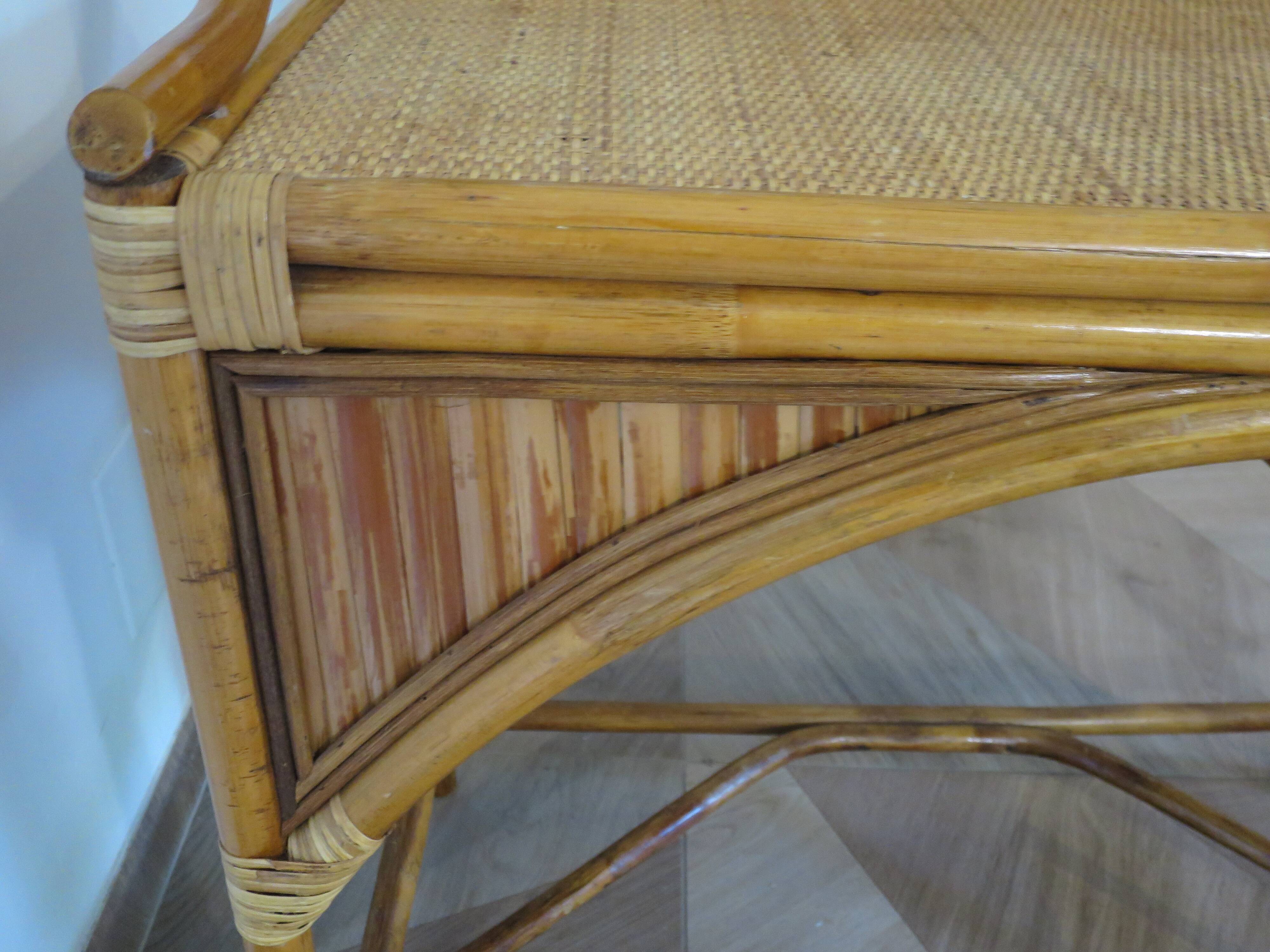 Vintage console/desk made of natural woven rattan, 1960s