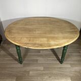 Table en Bois - Ovale - Bois brut et pied Vert