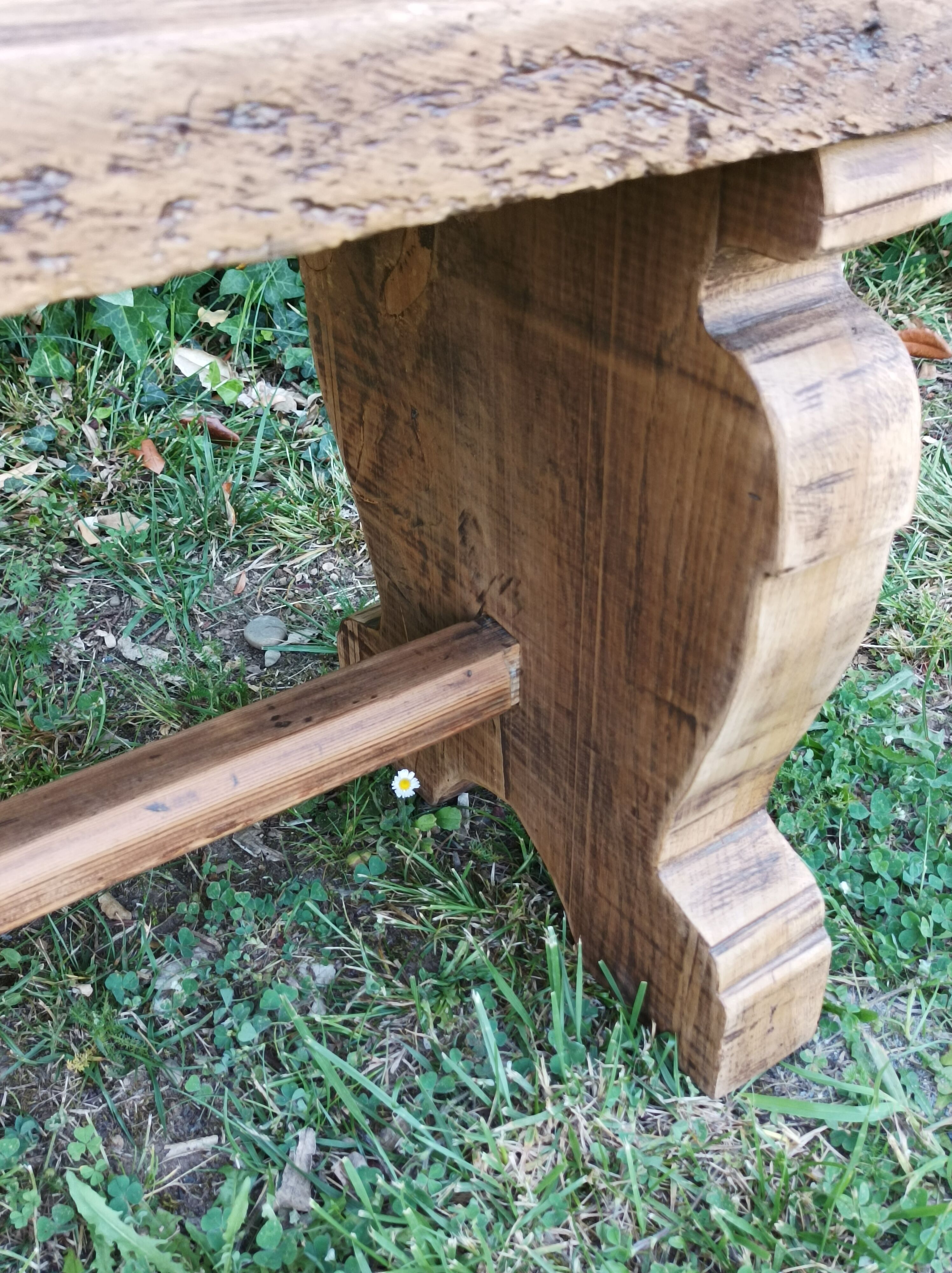 Brutalist oak bench