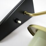 Set of 2 brass and glass wall lamps, 1950s