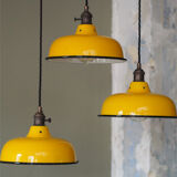 Abat jour émaillé lampe industrielle jaune