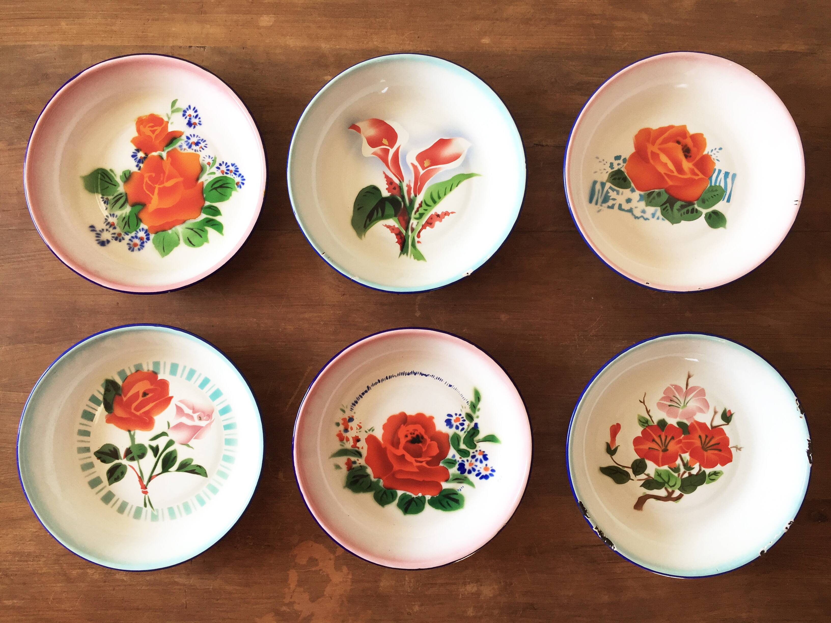 Set of 6 Peacock hollow plates