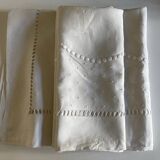 Linen thread sheet embroidered with polka dots without monogram 1950