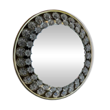 Vintage illuminated round wall mirror with crystal glass stars, 1960s