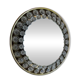 Vintage illuminated round wall mirror with crystal glass stars, 1960s