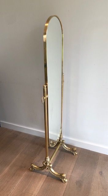 Miroir psyché en laiton de style néoclassique