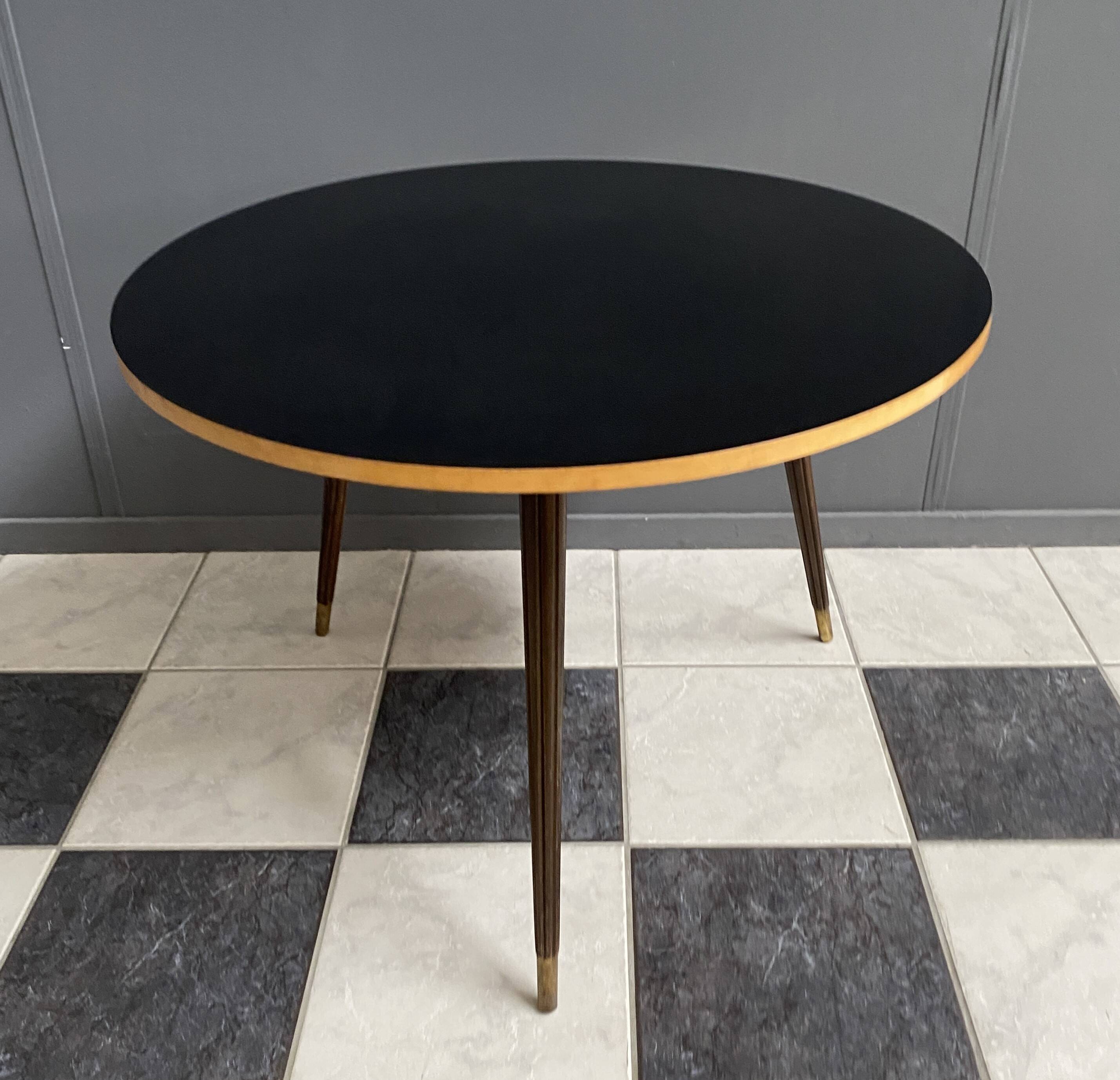 Black formica round coffee table 1960s