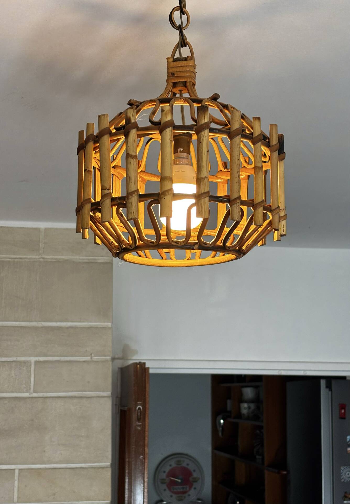 Rattan and bamboo suspension by Franco Albini