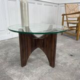 1950s glass and rosewood coffee table