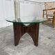 1950s glass and rosewood coffee table