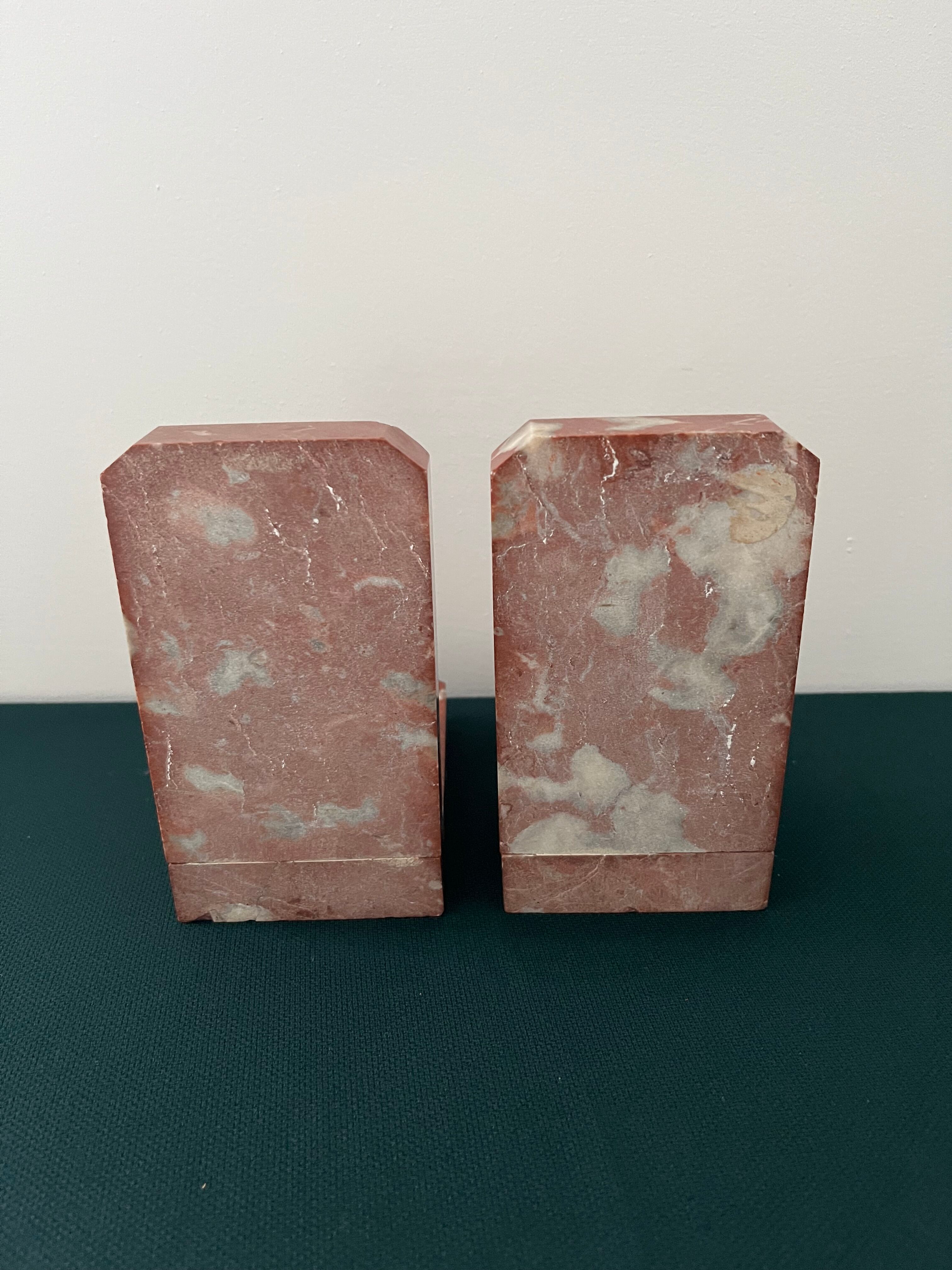 Pair of Art Deco Red Marble Bookends