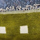 Handmade green pure wool rug, size 150 x 250 cm