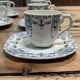 6 cups and saucers in Gien earthenware with Mascaron decoration from the early 20th century.
