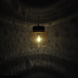 Danish vintage brass and glass pendant