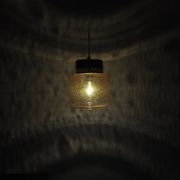 Danish vintage brass and glass pendant