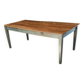 Table de ferme en chêne massif ,2 tiroirs, 2 rallonges,