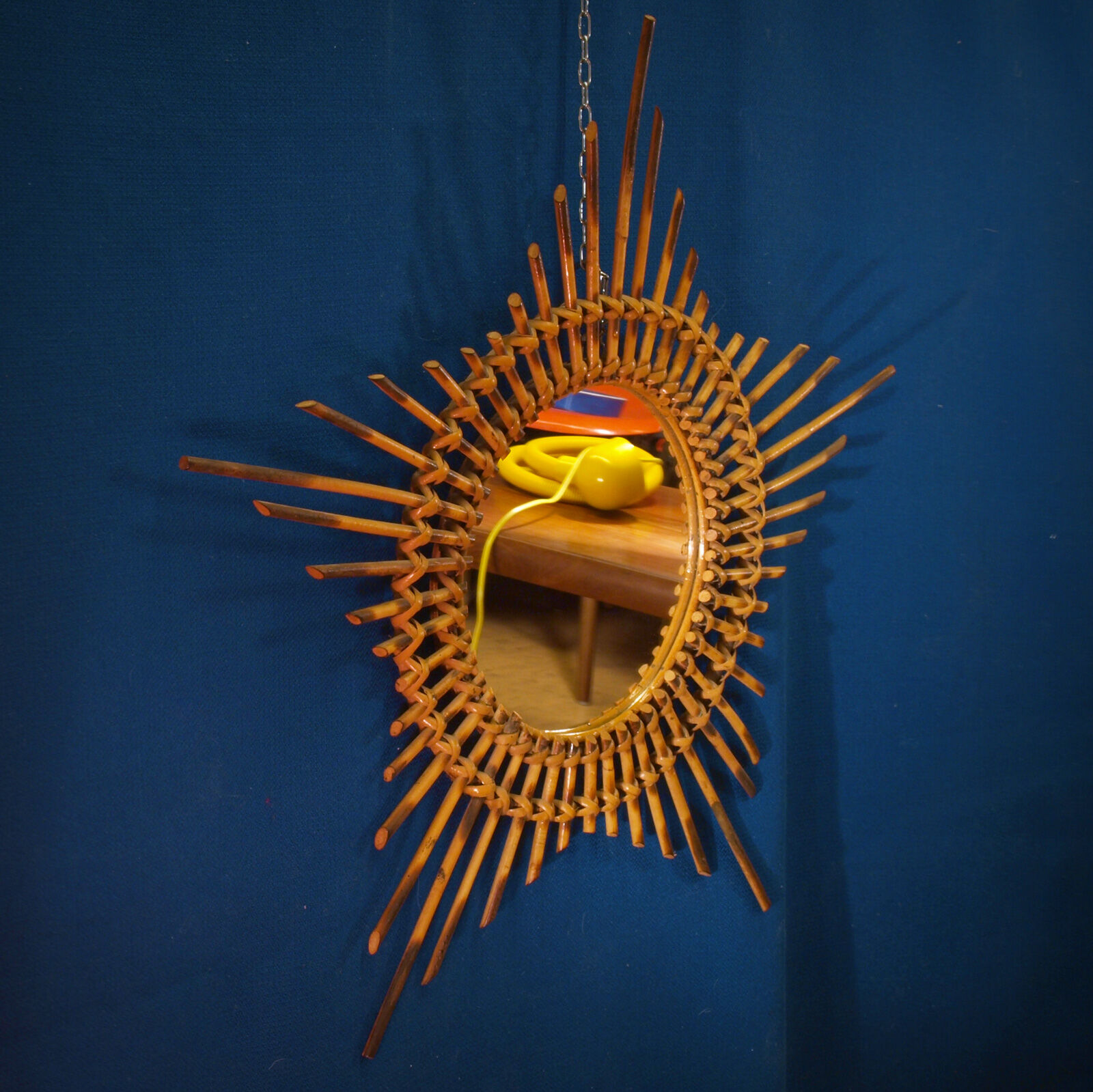 Large mirror sun rattan 65 cm